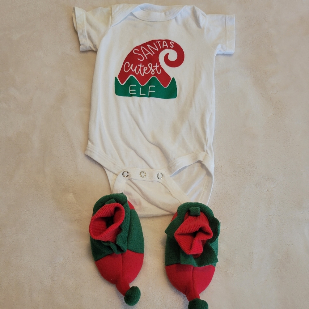 Baby Elf Onesie and Booties (0-6 month)